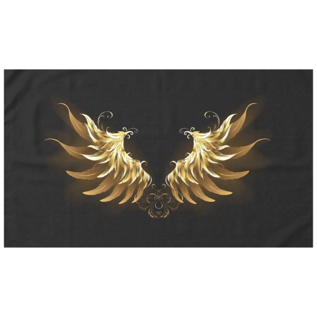 Golden Angel Wings on Black background Tablecloth (Front (Horizontal))