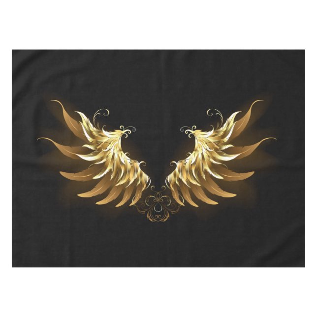 Golden Angel Wings on Black background Tablecloth (Front (Horizontal))