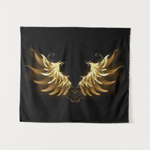 Golden Angel Wings on Black background Tapestry