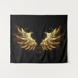Golden Angel Wings on Black background Tapestry