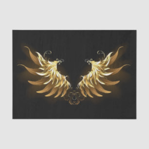 Golden Angel Wings on Black background Tissue Paper