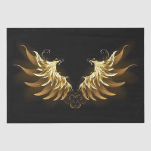 Golden Angel Wings on Black background Tissue Paper