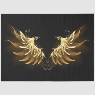 Golden Angel Wings on Black background Tissue Paper