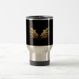 Golden Angel Wings on Black background Travel Mug