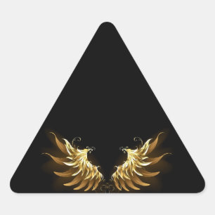 Golden Angel Wings on Black background Triangle Sticker