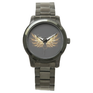 Golden Angel Wings on Black background Watch