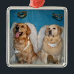 Golden Angels Metal Tree Decoration<br><div class="desc">This holiday ornament features two golden retriever angels.</div>