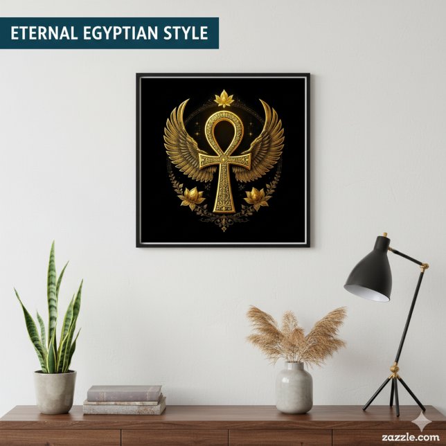 Golden Ankh Wings | Egyptian Symbol Art Poster (Creator Uploaded)