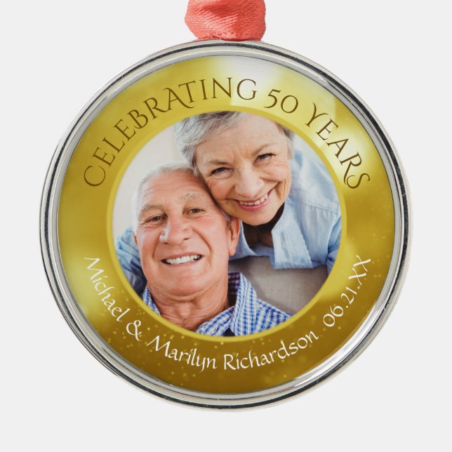 Golden Anniversary | 50 Years Keepsake Photo Metal Ornament (Front)