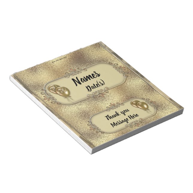 Golden Anniversary Candy Bar Wrapper Party Favour Notepad (Angled)