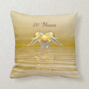 Golden Anniversary Dolphins and Heart Cushion