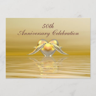Golden Anniversary Dolphins and Heart Invitation