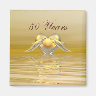 Golden Anniversary Dolphins and Heart Magnet