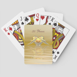 Golden Anniversary Dolphins and Heart Playing Cards