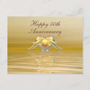 Golden Anniversary Dolphins and Heart Postcard