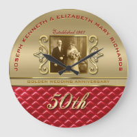 Golden Anniversary Faux Gold Quilted Red Leather