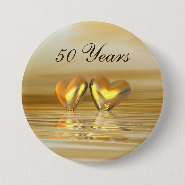 Golden Anniversary Hearts 7.5 Cm Round Badge (Front)