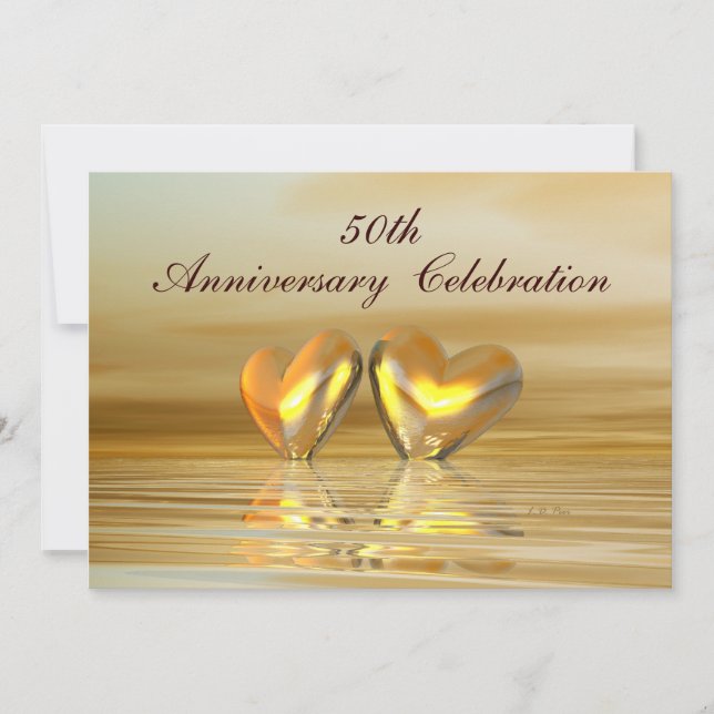 Golden Anniversary Hearts Invitation (Front)