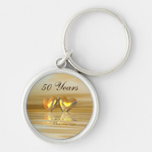 Golden Anniversary Hearts Key Ring