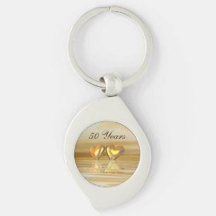 Golden Anniversary Hearts Key Ring