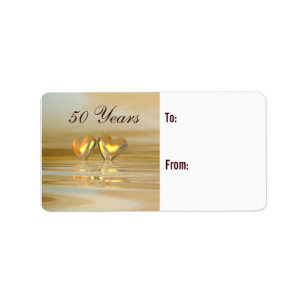 Golden Anniversary Hearts Label