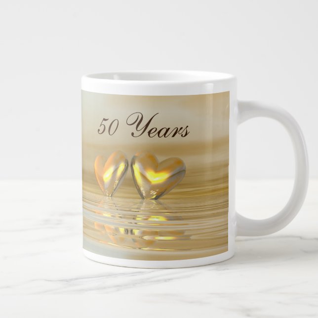Golden Anniversary Hearts Large Coffee Mug (Right)