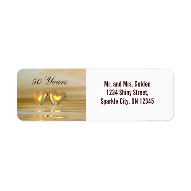Golden Anniversary Hearts Return Address Label (Front)