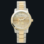 Golden Anniversary Hearts Watch<br><div class="desc">A practical and pretty Anniversary gift idea,  this watch has my original design of gold-coloured hearts floating on water with changeable text that says "50 Years".</div>