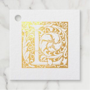 Golden Anniversary Illuminated Letter L Monogram Favour Tags