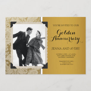 Golden Anniversary Invitation Damask