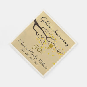 Golden Anniversary Love Birds Napkin