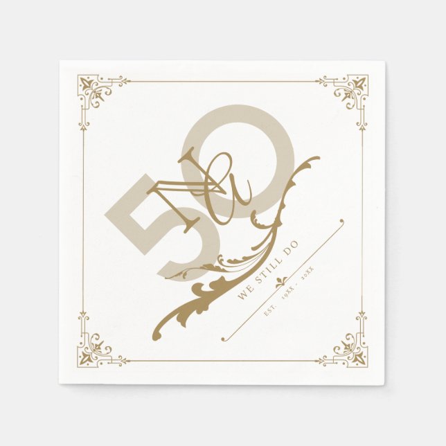 Golden Anniversary Monogram Napkin (Front)