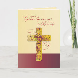 Golden Anniversary of Religious Life for Nun Cross Card