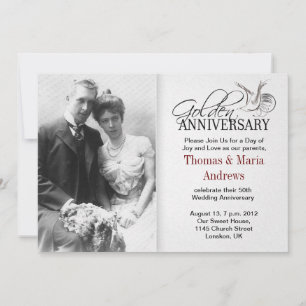 golden anniversary old wedding photo invitations