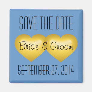 Golden Anniversary Save the Date Gold Hearts Magnet