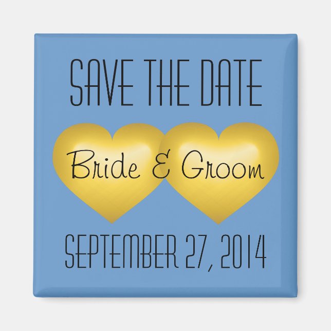 Golden Anniversary Save the Date Gold Hearts Magnet (Front)