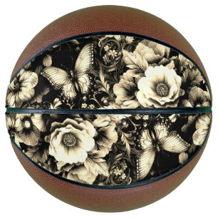  Golden Antique Floral with Butterflies  Basketball