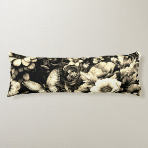 Golden Antique Floral with Butterflies Body Cushion