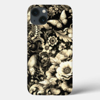 Golden Antique Floral with Butterflies