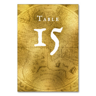 Golden Antique Wedding Table Number