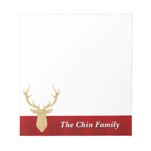 Golden Antlers, Red Plaid   Notepad