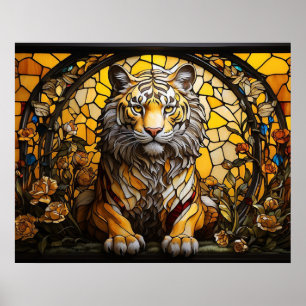 *~*  Golden AP68 TIGER Fantasy Stained Glass 5:4  Poster