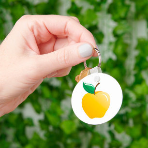 Golden Apple Bright Yellow Fruit Key Ring