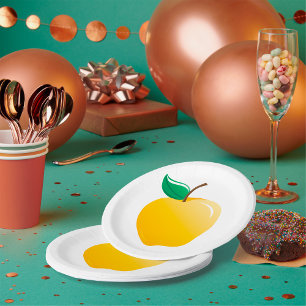 Golden Apple Bright Yellow Fruit Paper Plate