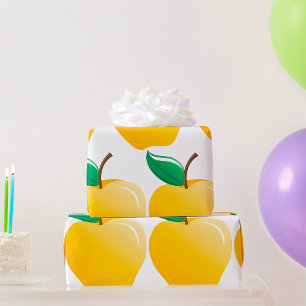 Golden Apple Bright Yellow Fruit Wrapping Paper