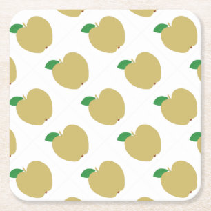 Golden Apple Square Paper Coaster