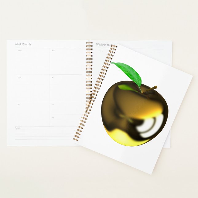 Golden Apple with Leaf Shiny Metallic Planner (Creator Uploaded)