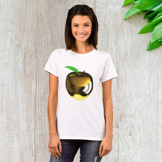 Golden Apple with Leaf Shiny Metallic T-Shirt (Creator Uploaded)
