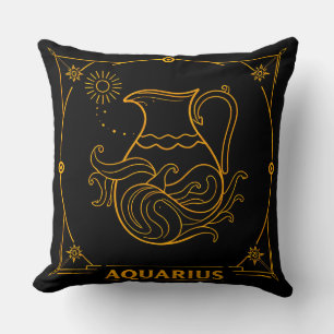 Golden Aquarius Zodiac Sign Cushion