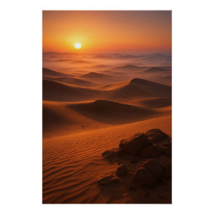 Golden Arabian Desert Dawn – Cinematic Landscape Poster